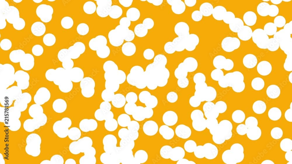 Moving irregular polka dot. From blank orange background.