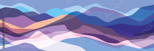 Color mountains, translucent waves, abstract glass shapes, modern background, vector design Illustration for you project