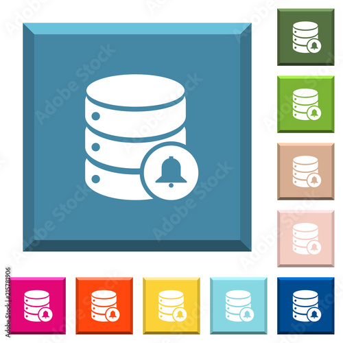 Database notifications white icons on edged square buttons
