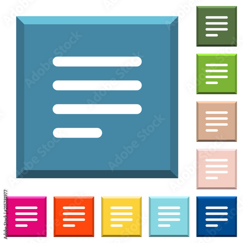 Text align justify last row left white icons on edged square buttons