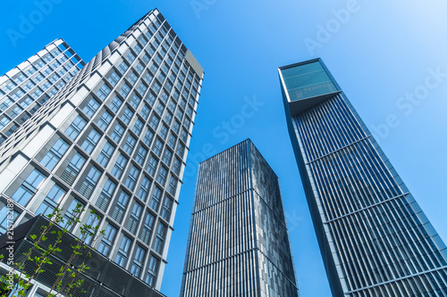 low angle view of skyscrapers in city of China.