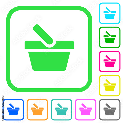 Shopping basket vivid colored flat icons