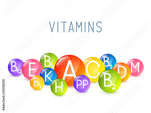 Set of main vitamins for Your design photo