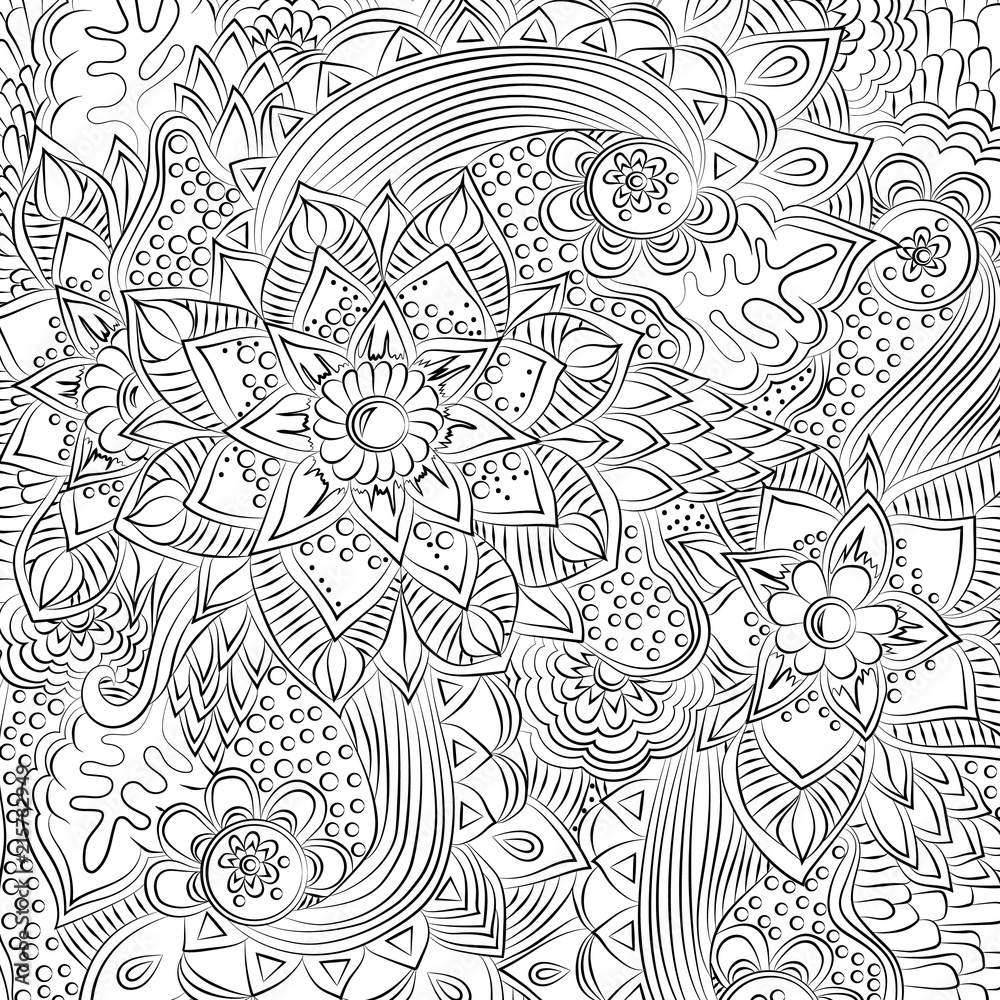 Abstract floral pattern. Hand-drawn, doodle