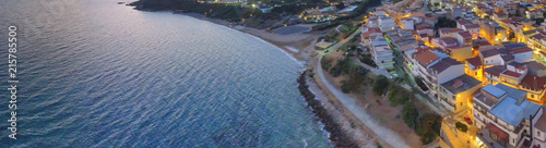 Panoramic night aerial view of Aragonese Fortress in Le Castella, Calabria