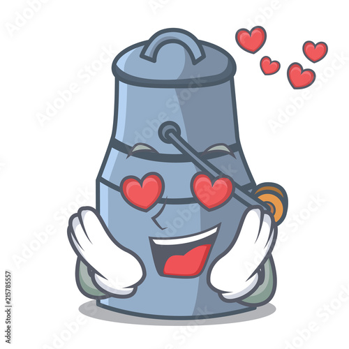 In love milk can mascot cartoon photo