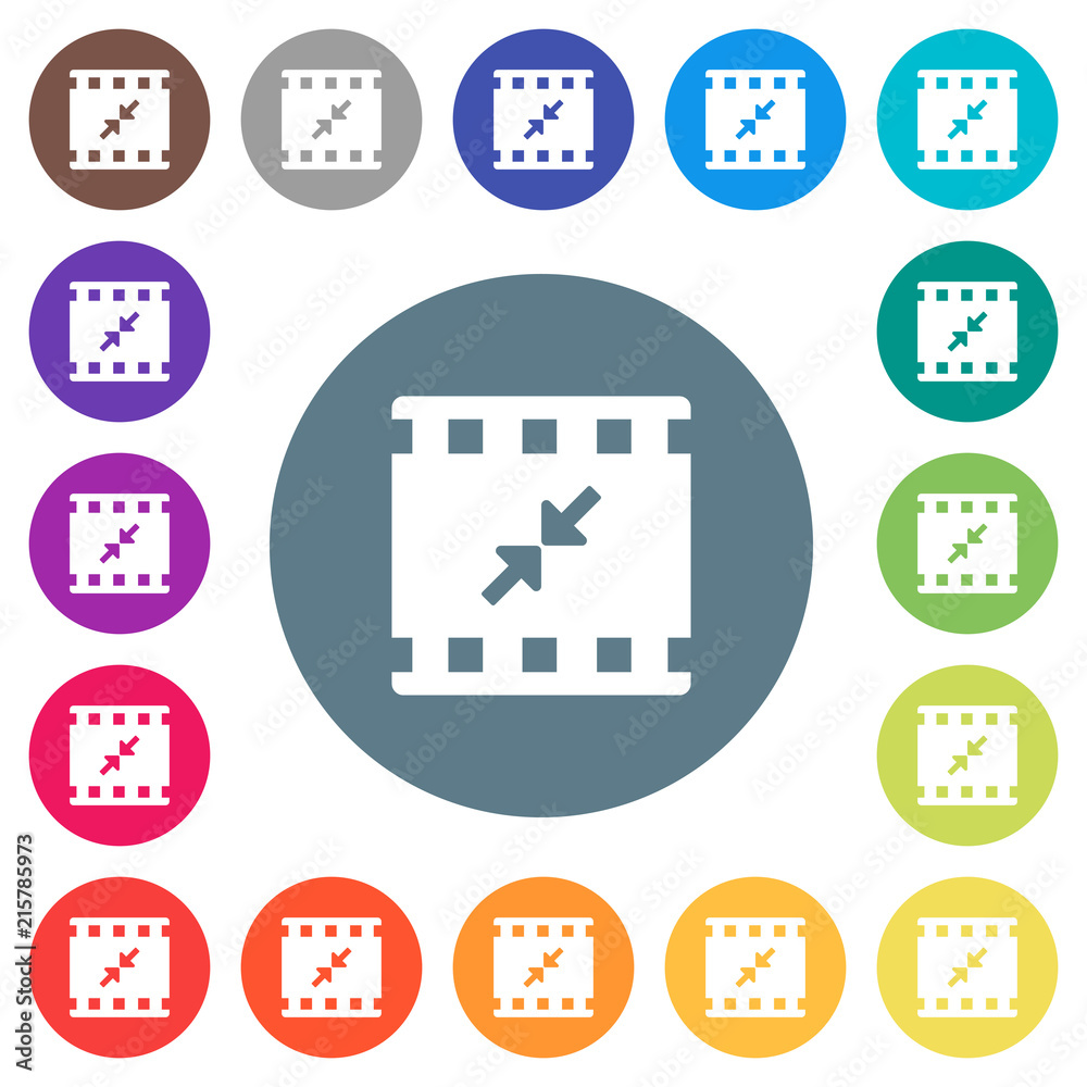 Movie resize small flat white icons on round color backgrounds Movie resize small flat white icons on round color backgrounds