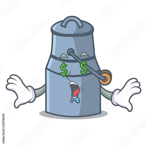 Money eye milk can mascot cartoon photo