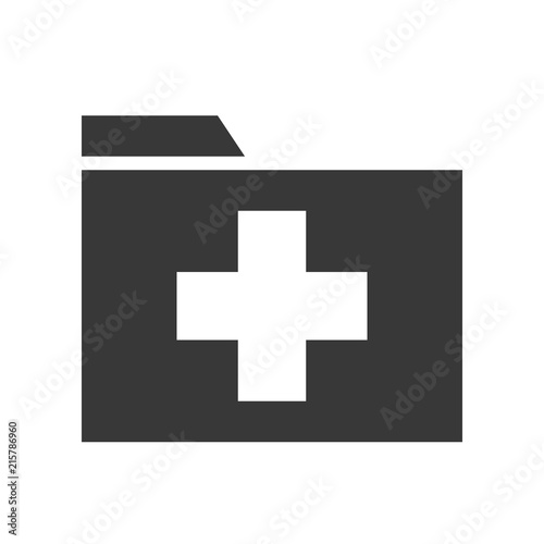 cross sign on folder, healthcare and medical related solid icon