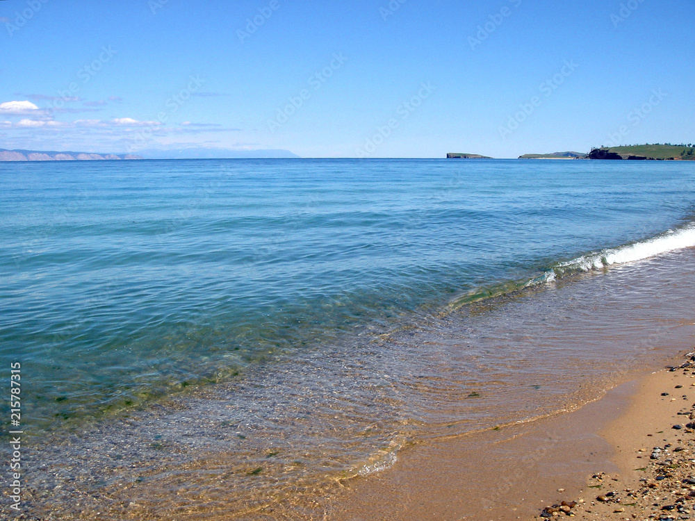 Fototapeta premium The coastline of the lake. Olkhon Island on Lake Baikal. The largest freshwater lake in the world. Russia.