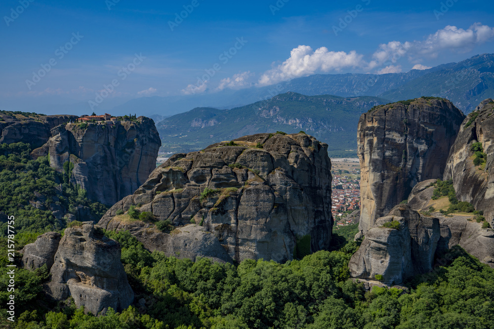Meteora Beautiful Stone shapes and Mountains with Monastery on them in Greece Meteora Beautiful Stone shapes and Mountains with Monastery on them in Greece