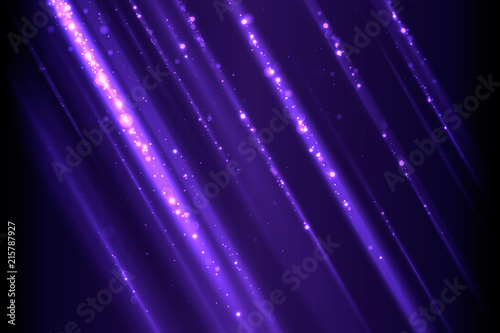 Light lines on purple background with glitter.