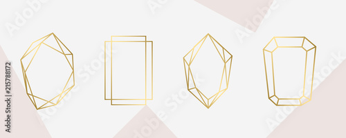 luxury Gold Geometric frame for wedding invitation design card  fashion and arts design vector template.