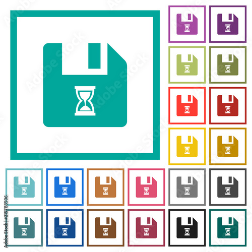 File waiting flat color icons with quadrant frames