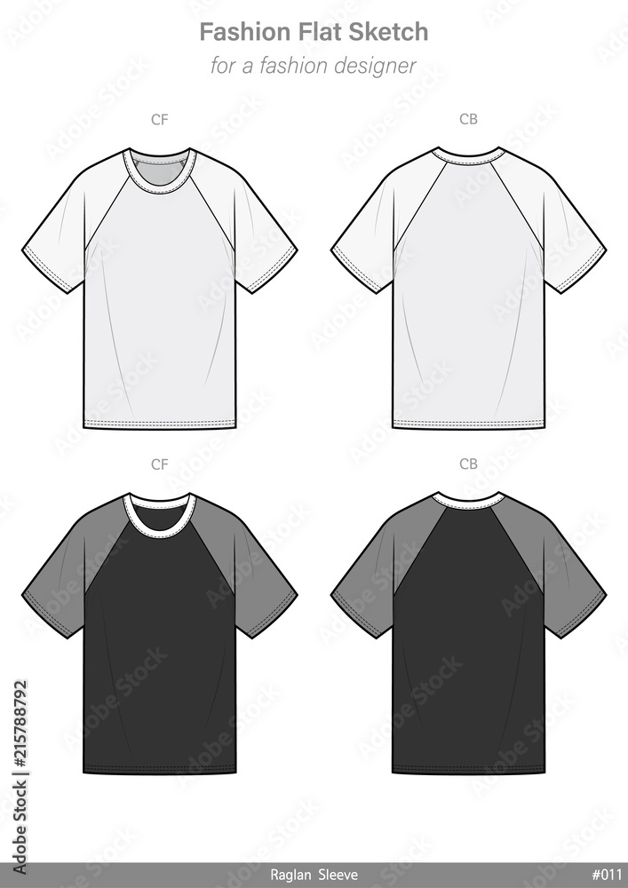 RAGLAN SLEEVE TEE Fashion Flat Sketch Template Royalty Free SVG Cliparts  Vectors And Stock Illustration Image 124069504