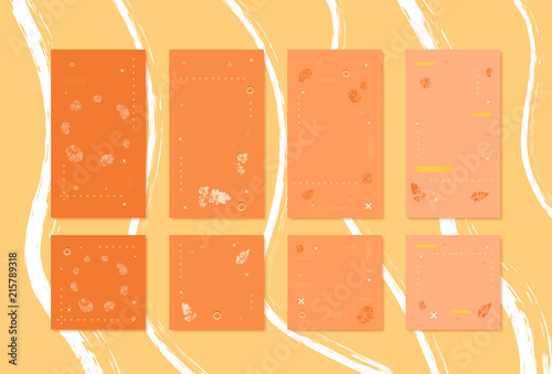 Set of  autumn backgrounds for social media networks. Vector illustration.