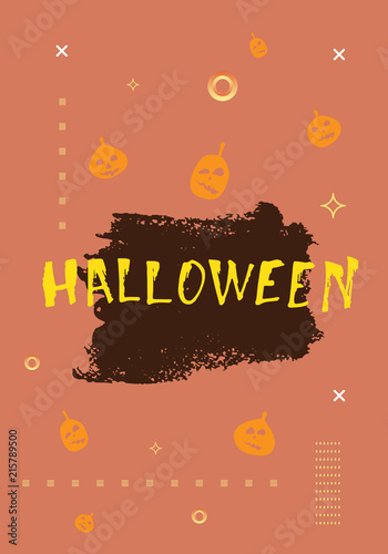 Happy Halloween flat vertical poster. Vector illustration.