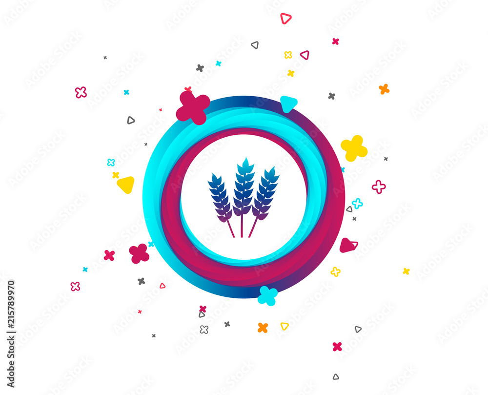 Agricultural sign icon. Gluten free or No gluten symbol. Colorful button with icon. Geometric elements. Vector Agricultural sign icon. Gluten free or No gluten symbol. Colorful button with icon. Geometric elements. Vector