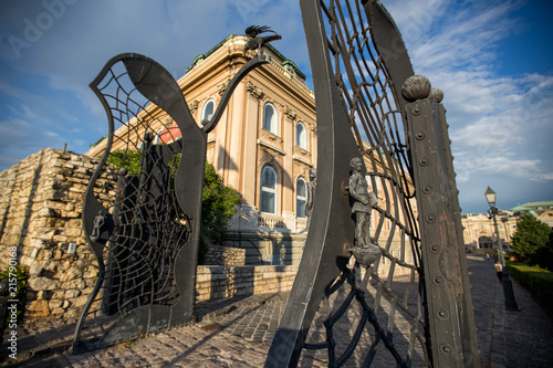 Castl gate on the Hill of Budapest,forged gates royal palace Вudapest. photo