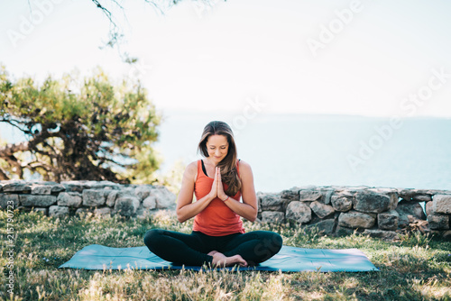 Woman practicing yoga