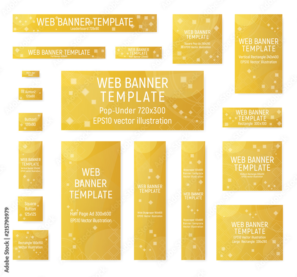 Naklejka premium Yellow web banners. Standard size. Vector illustration