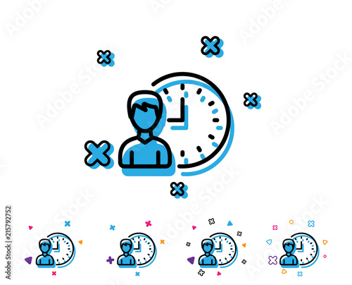 Business project deadline line icon. Working hours or Time management sign. Line icon with geometric elements. Bright colourful design. Vector