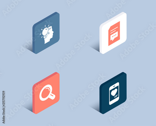 Set of Comments, Idea and Research icons