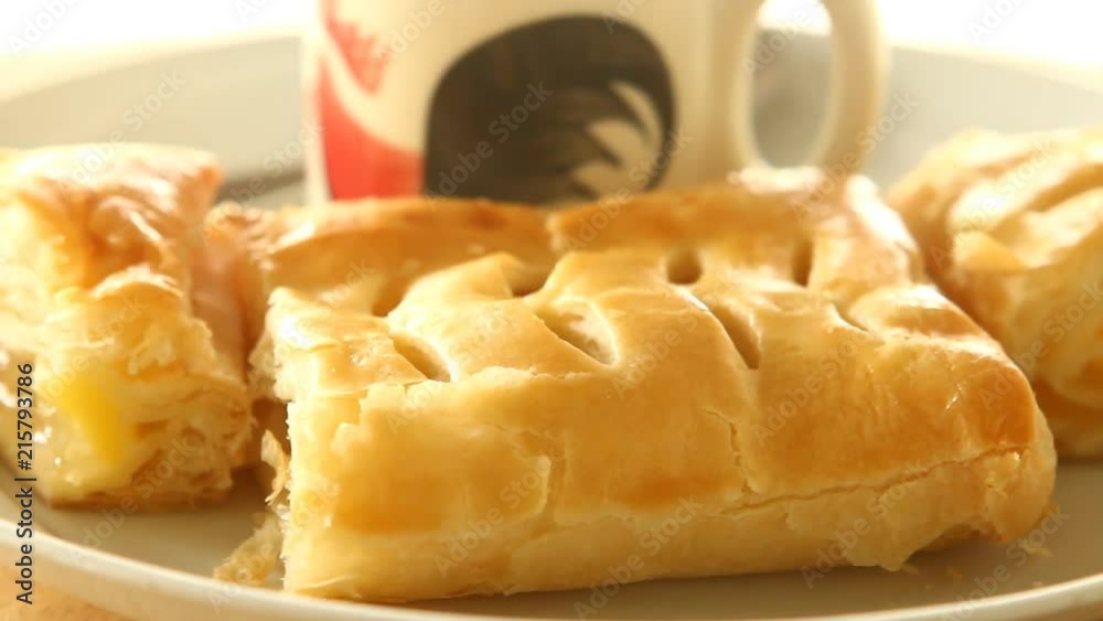 Pie and a cup of coffee in plate Pie and a cup of coffee in plate