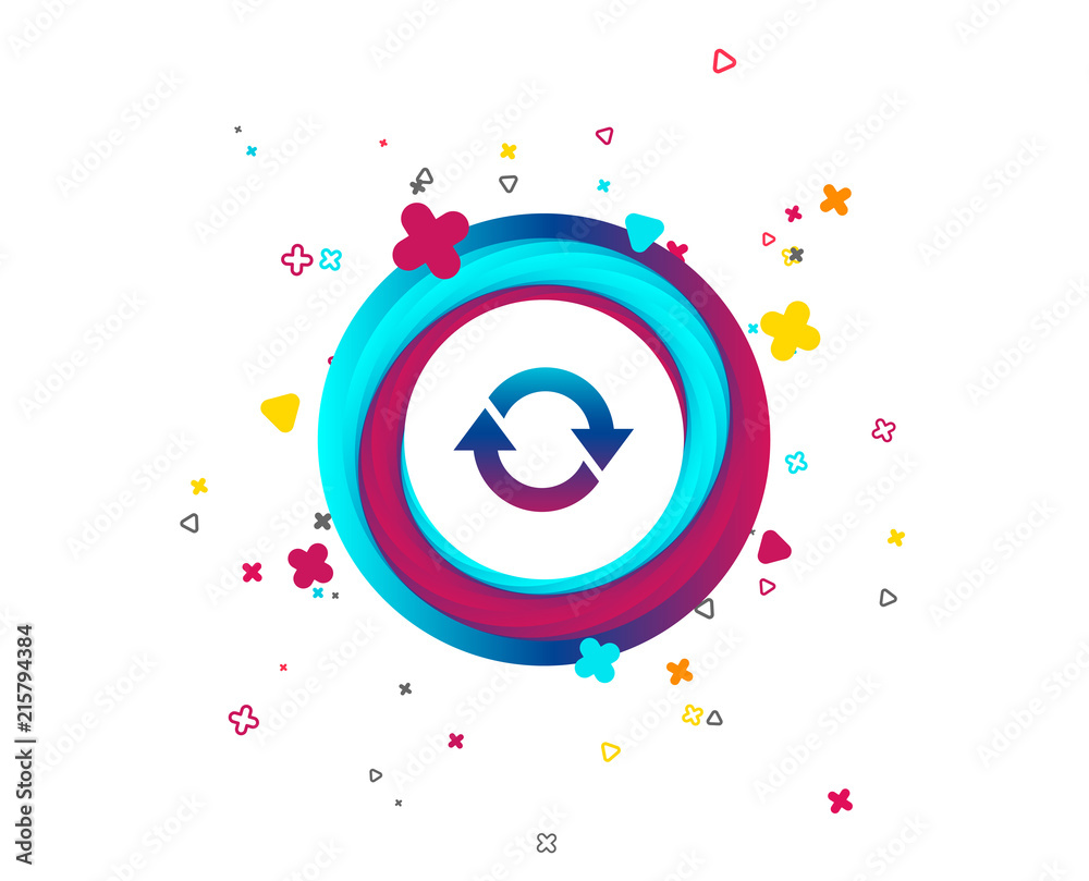 Naklejka Rotation icon. Repeat symbol. Refresh sign. Colorful button with icon. Geometric elements. Vector