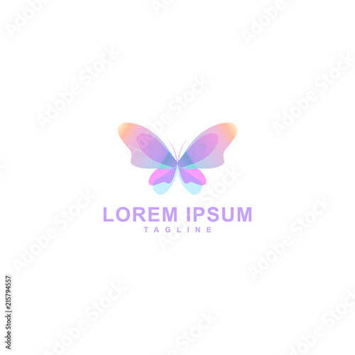 butterfly logo design, gradient butterfly shape isolated white background, vector icon