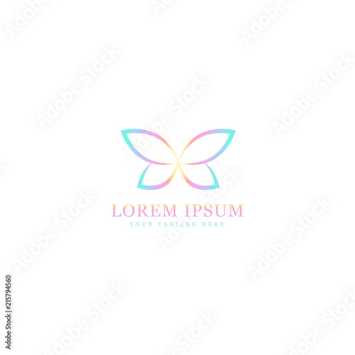 abstract butterfly logo, stylish geometric design with gradient color