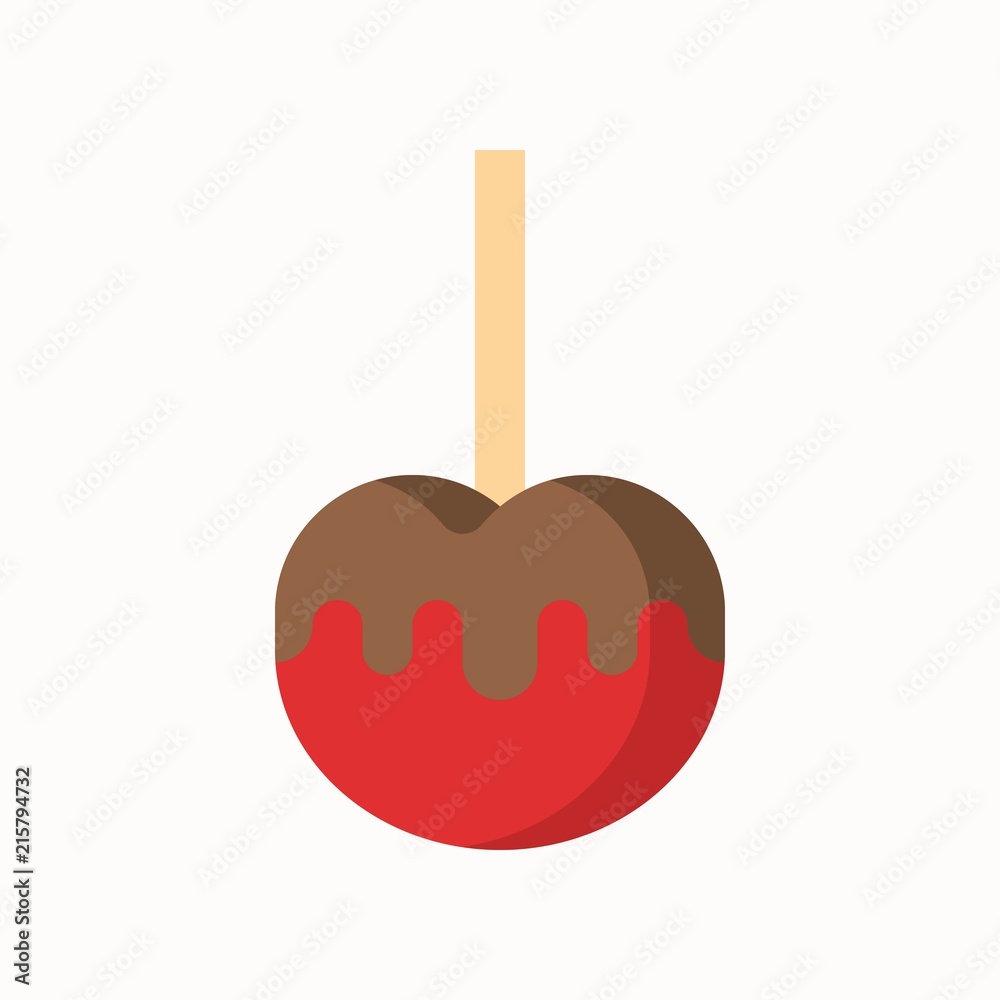 caramel apple, sweets and pastry set, flat design icon caramel apple, sweets and pastry set, flat design icon
