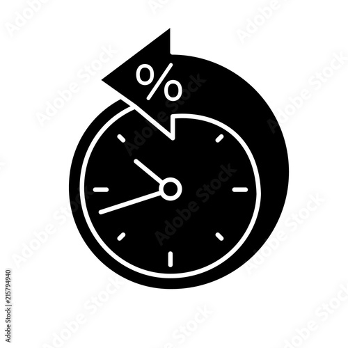 Back arrow around clock with percent glyph icon