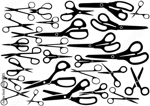 Set of Scissors Silhouettes - Black Illustrations as Design Elements for Your Projects, Vector