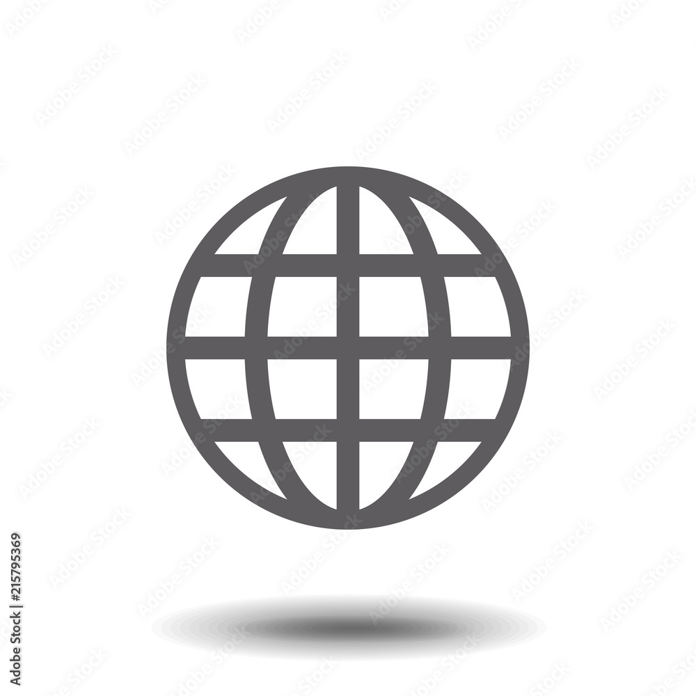 Globe icon with shadow on a gray background. Vector illustration Globe icon with shadow on a gray background. Vector illustration