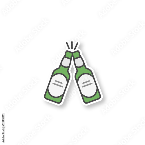 Toasting beer bottles patch