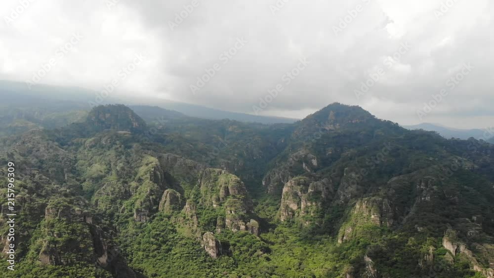Aerial view of the green mountains in Amatlán, Morelos in a sunny day Aerial view of the green mountains in Amatlán, Morelos in a sunny day