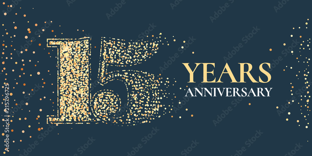 Naklejka premium 15 years anniversary celebration vector icon, logo