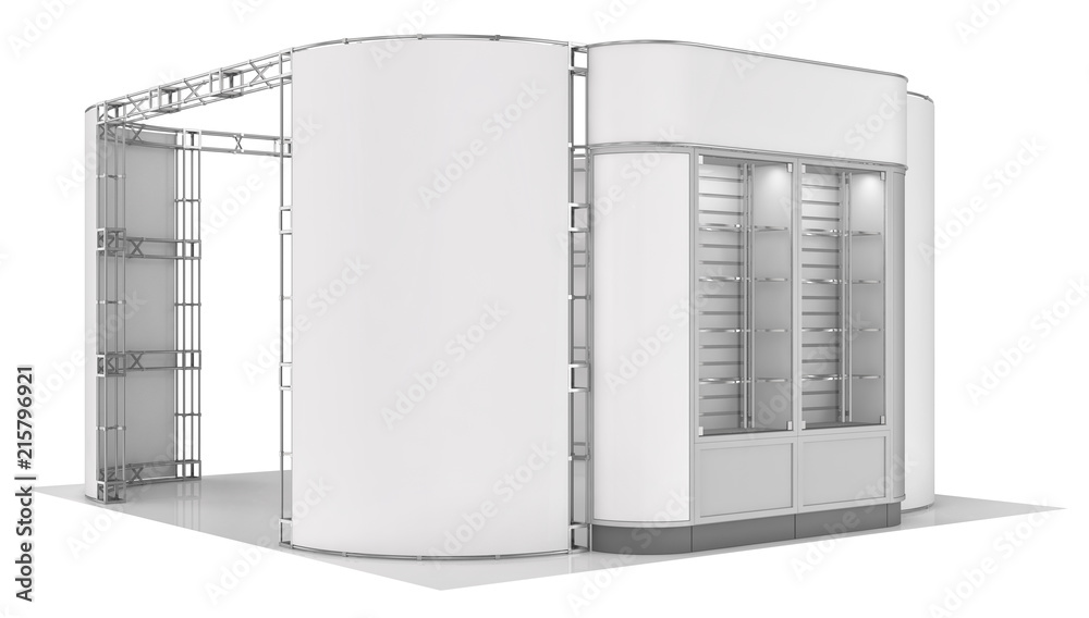 Exhibition stand with a glass case-showcase. 3d illustration Exhibition stand with a glass case-showcase. 3d illustration