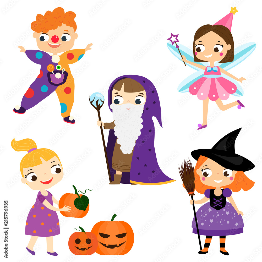 Halloween kids. Children in party costumes Halloween kids. Children in party costumes