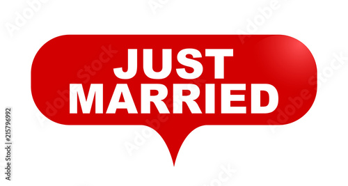 red vector bubble banner just married