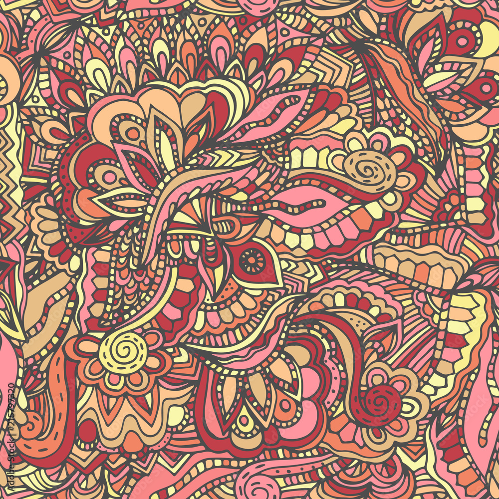 Abstract, floral pattern, illustration, hand drawn doodle