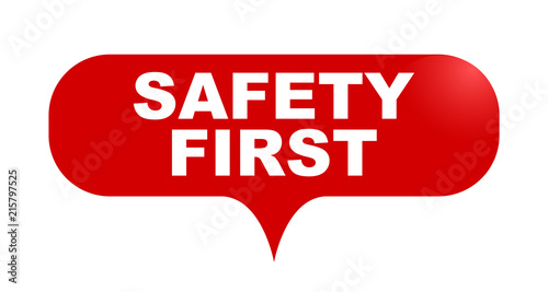 red vector bubble banner safety first