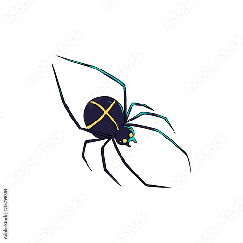 Spider is a symbol of phobias and horrors. Design for Halloween.