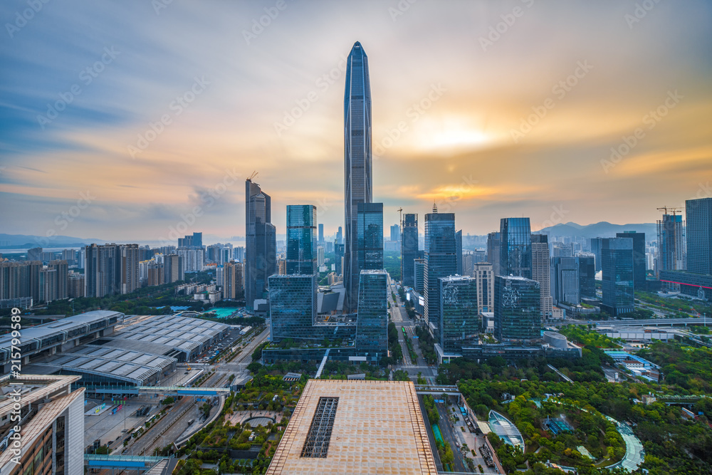 Obraz premium Skyline of Shenzhen Ping An financial center