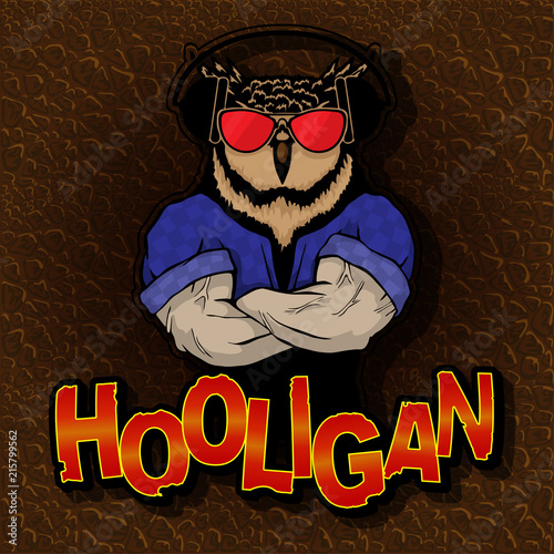 Steep fashionable owl on the texture of the skin.