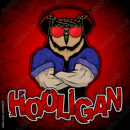 Steep fashionable owl on the red texture.