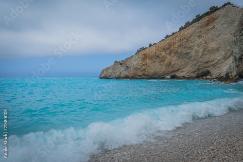 Beautiful white beach in Lefkada, Greece