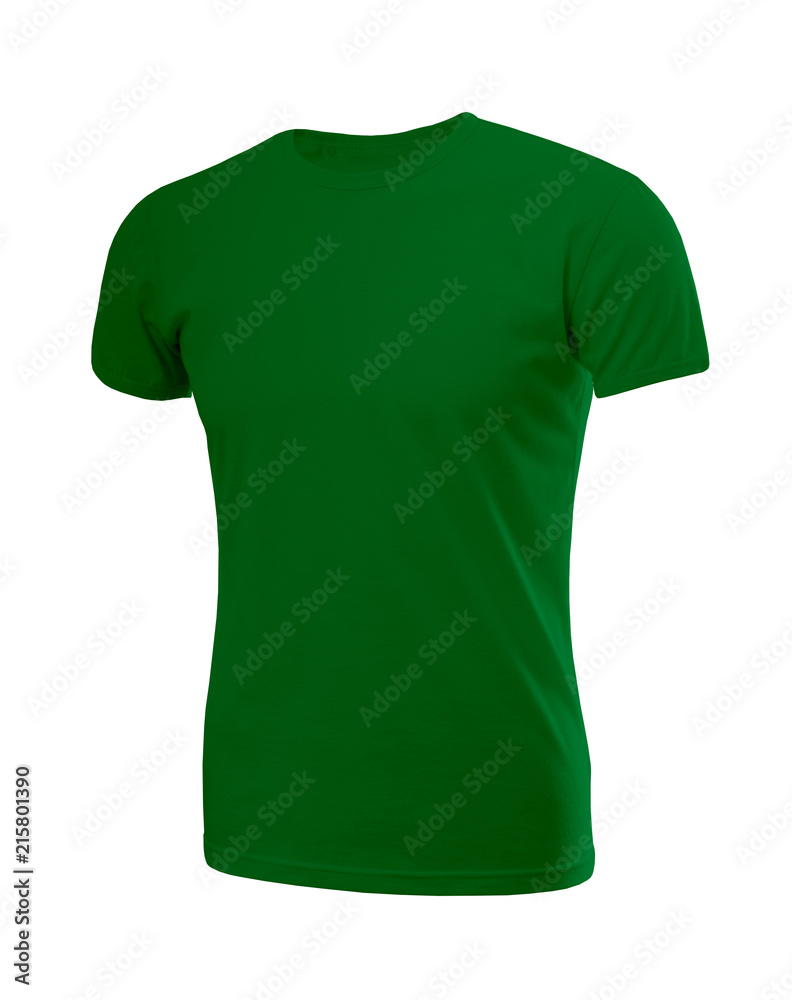 Male shirt in green with short sleeves isolated on white background (model 2)