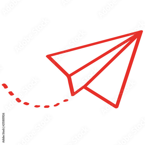 Handgezeichneter Papierflieger in rot